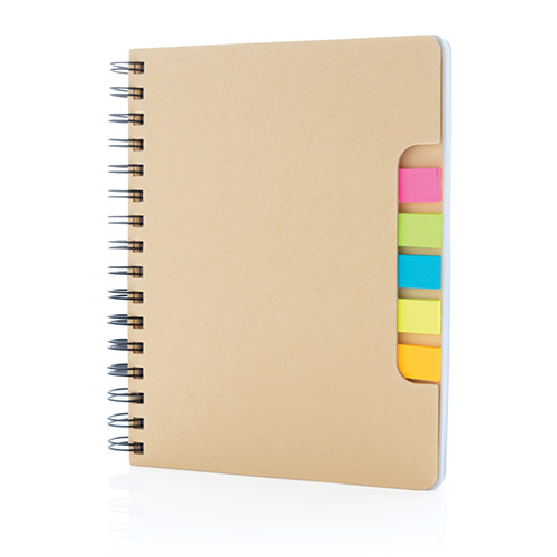 Kraft spiral notebook with sticky notes